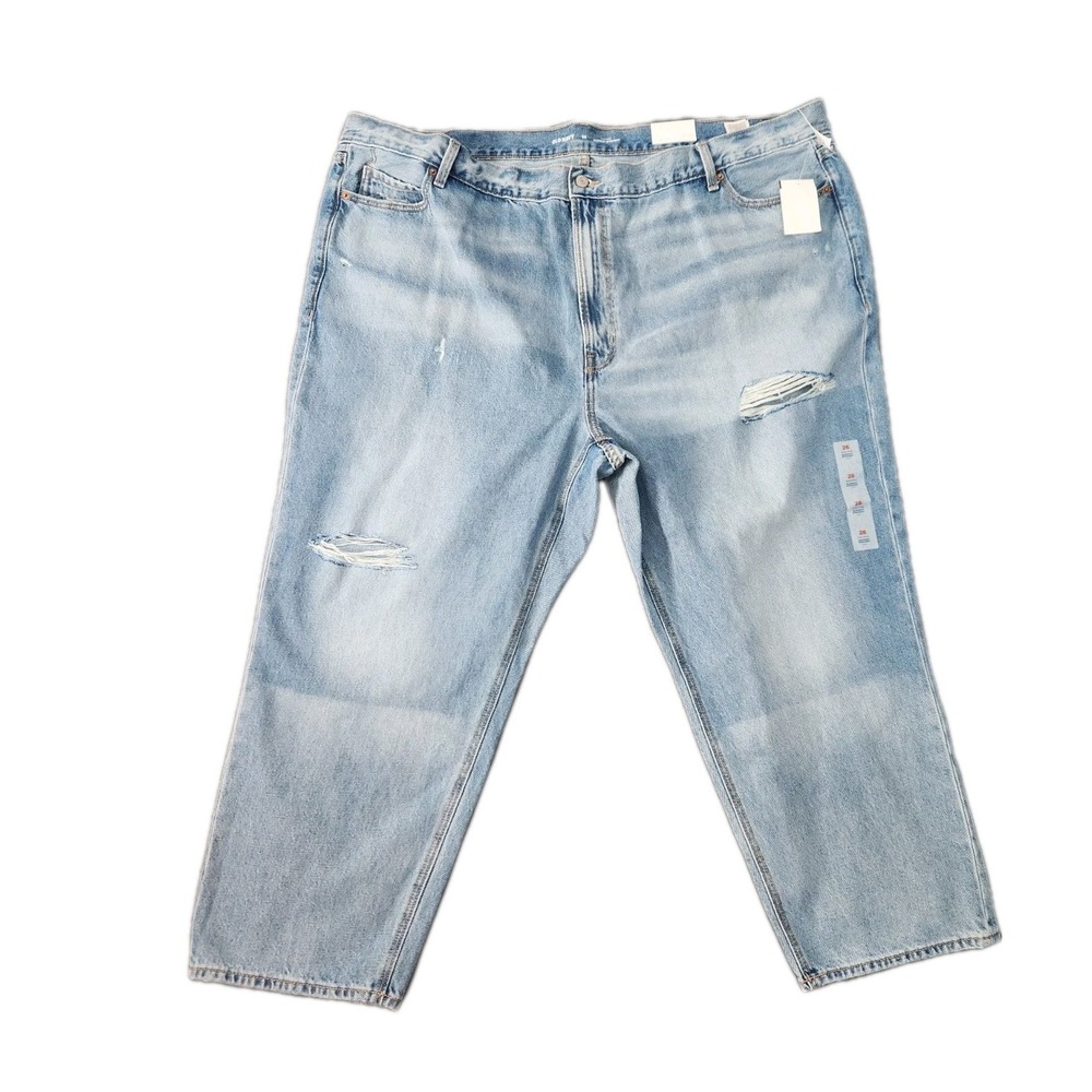 NWT Old Navy Slouchy‎ Straight High-Rise Distressed Cropped Jeans Sz 26 Festival